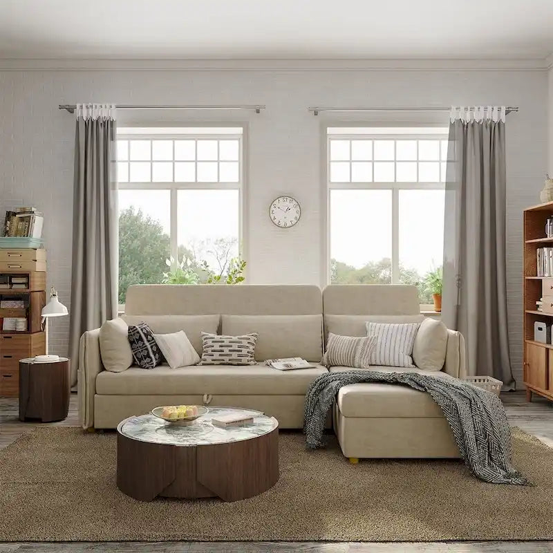 98.43 Canapé-lit d'angle moderne minimalisteAnti-rayures et imperméable, cadre en bois massif