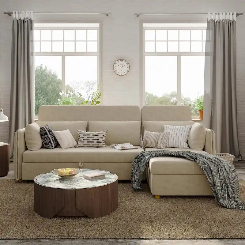 98.43 Canapé-lit d'angle moderne minimalisteAnti-rayures et imperméable, cadre en bois massif