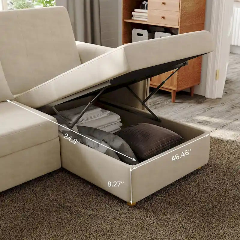 98.43 Canapé-lit d'angle moderne minimalisteAnti-rayures et imperméable, cadre en bois massif