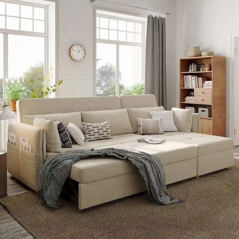 98.43 Canapé-lit d'angle moderne minimalisteAnti-rayures et imperméable, cadre en bois massif