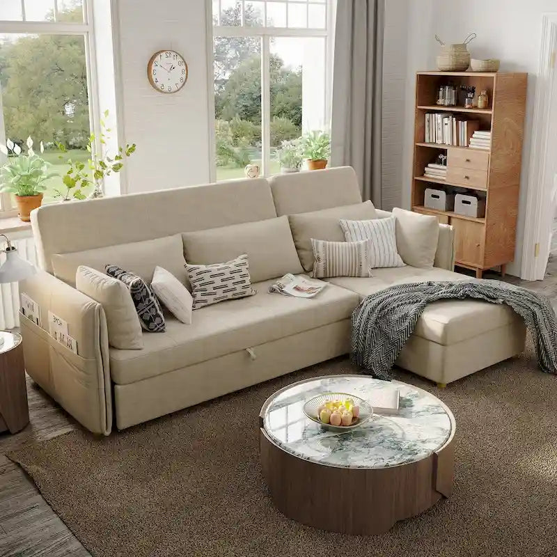 98.43 Canapé-lit d'angle moderne minimalisteAnti-rayures et imperméable, cadre en bois massif