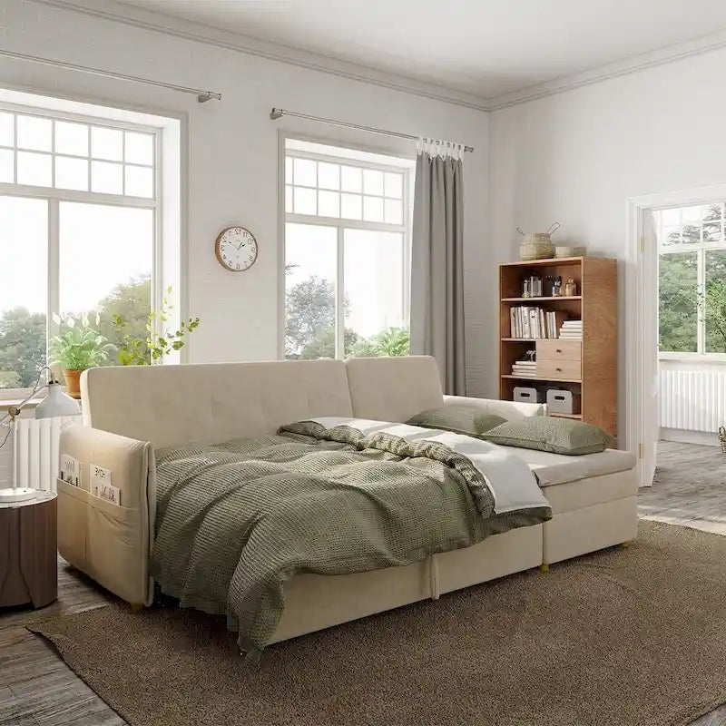 98.43 Canapé-lit d'angle moderne minimalisteAnti-rayures et imperméable, cadre en bois massif