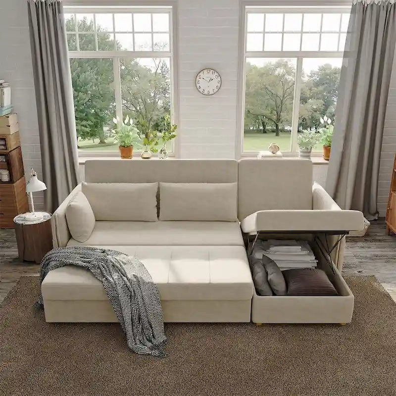 98.43 Canapé-lit d'angle moderne minimalisteAnti-rayures et imperméable, cadre en bois massif