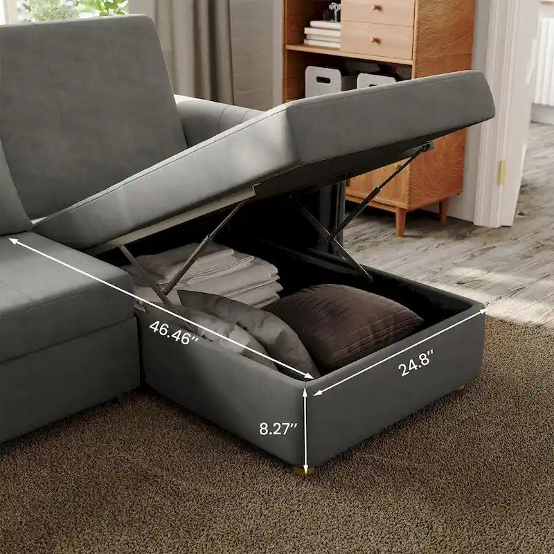 98.43 Canapé-lit d'angle moderne minimalisteAnti-rayures et imperméable, cadre en bois massif