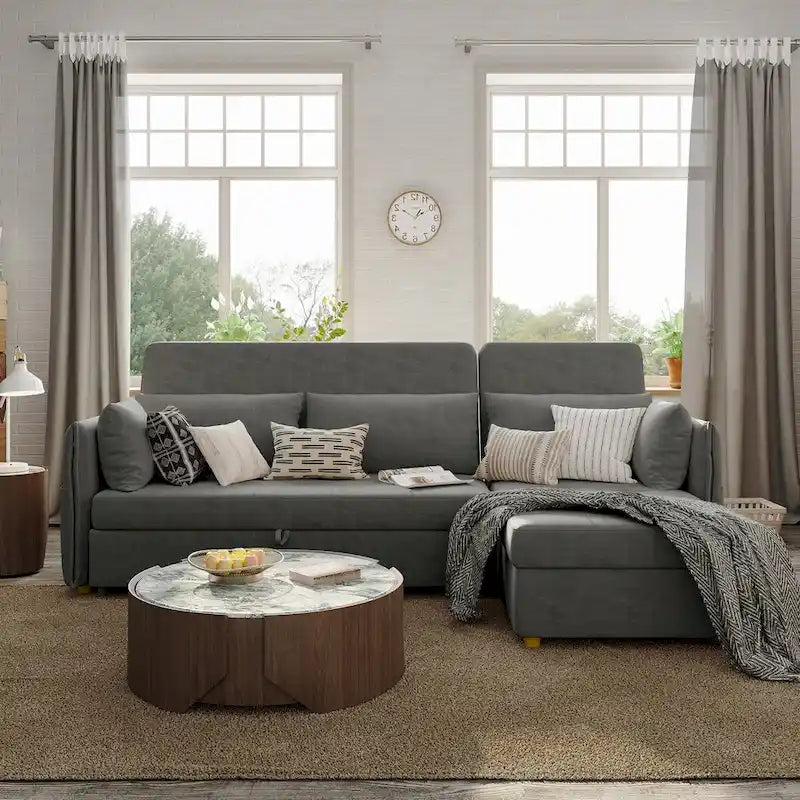 98.43 Canapé-lit d'angle moderne minimalisteAnti-rayures et imperméable, cadre en bois massif