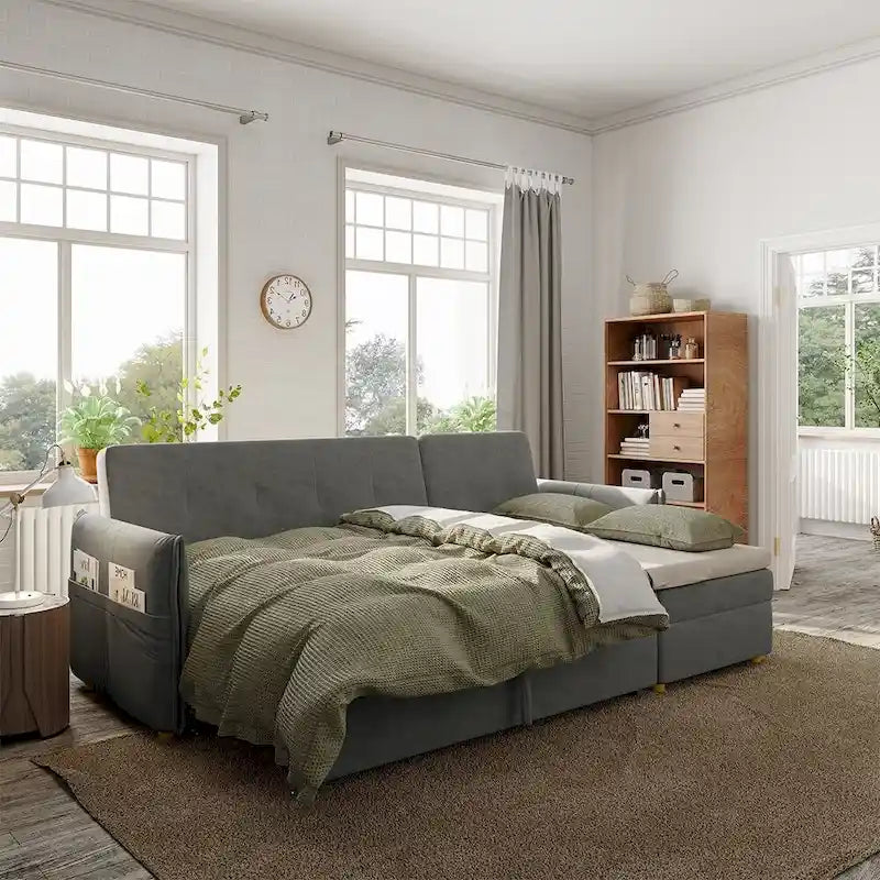 98.43 Canapé-lit d'angle moderne minimalisteAnti-rayures et imperméable, cadre en bois massif