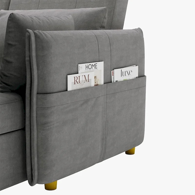 98.43 Canapé-lit d'angle moderne minimalisteAnti-rayures et imperméable, cadre en bois massif