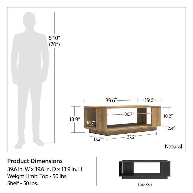 Table basse rectangulaire contemporaine Novaris d'Ameriwood Home