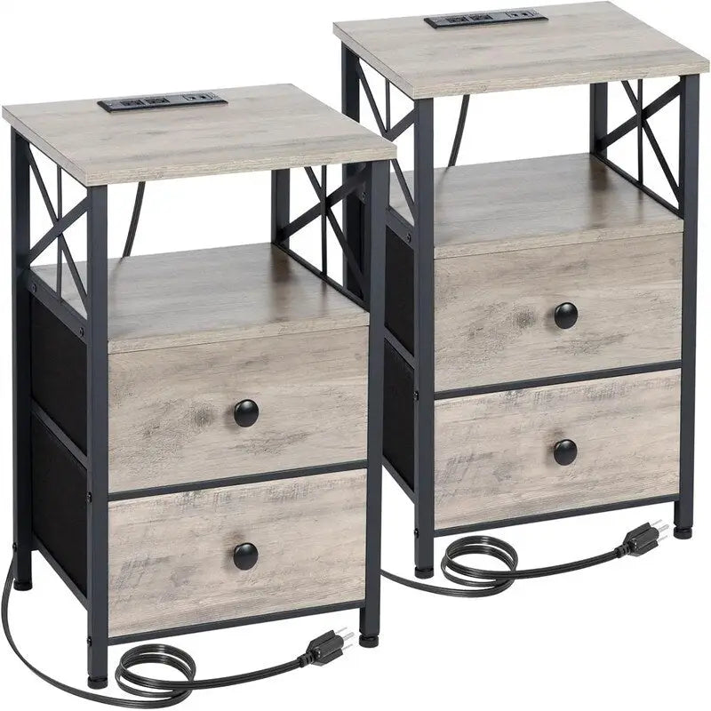 Table de chevet noire avec station de recharge – 15,7P x 13,8L x 23,8H