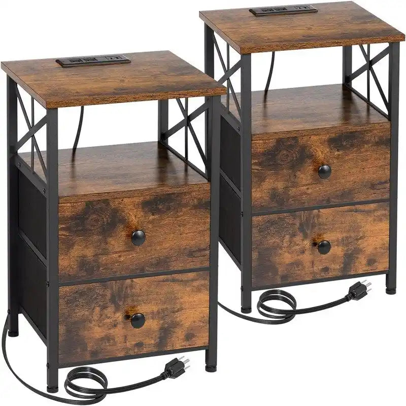 Table de chevet noire avec station de recharge – 15,7P x 13,8L x 23,8H