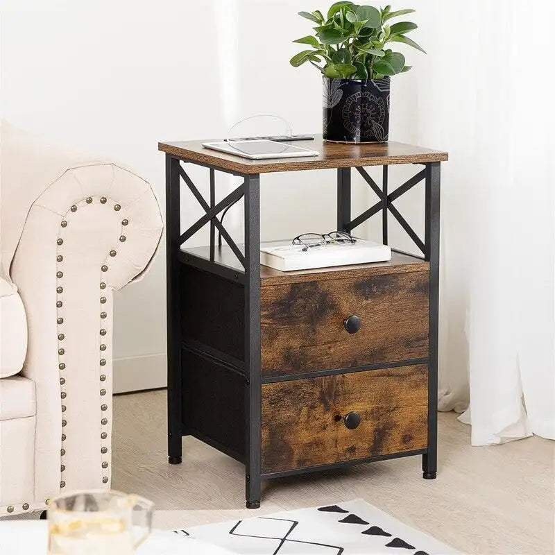 Table de chevet noire avec station de recharge – 15,7P x 13,8L x 23,8H