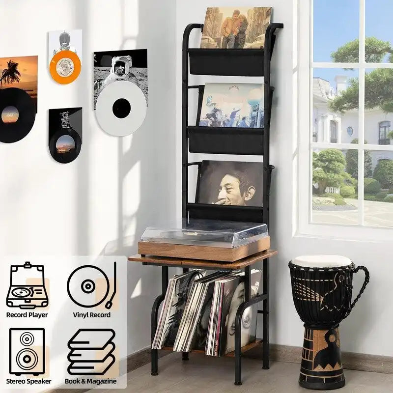 Meuble de tourne-disque haut - 50 x 39 x 144 cm