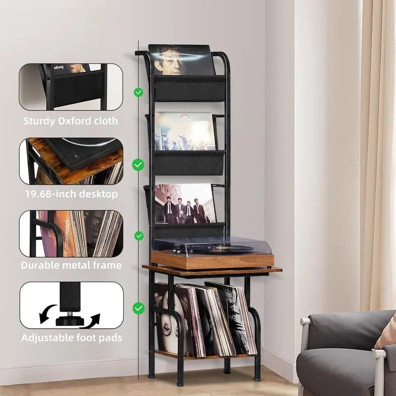 Meuble de tourne-disque haut - 50 x 39 x 144 cm