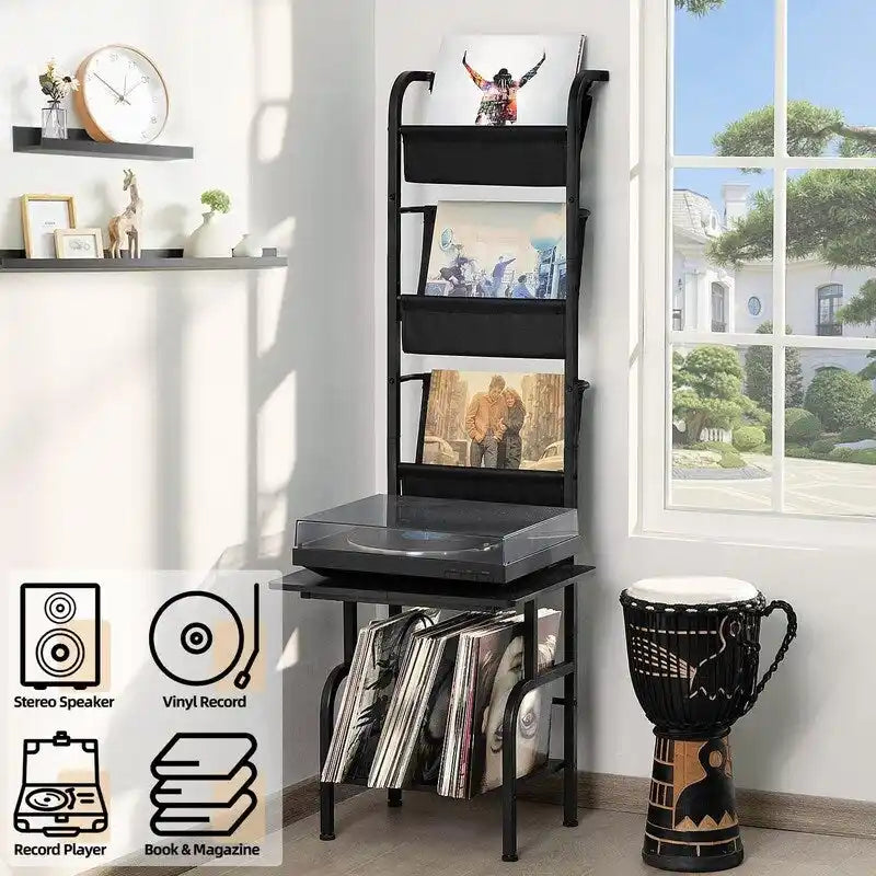 Meuble de tourne-disque haut - 50 x 39 x 144 cm