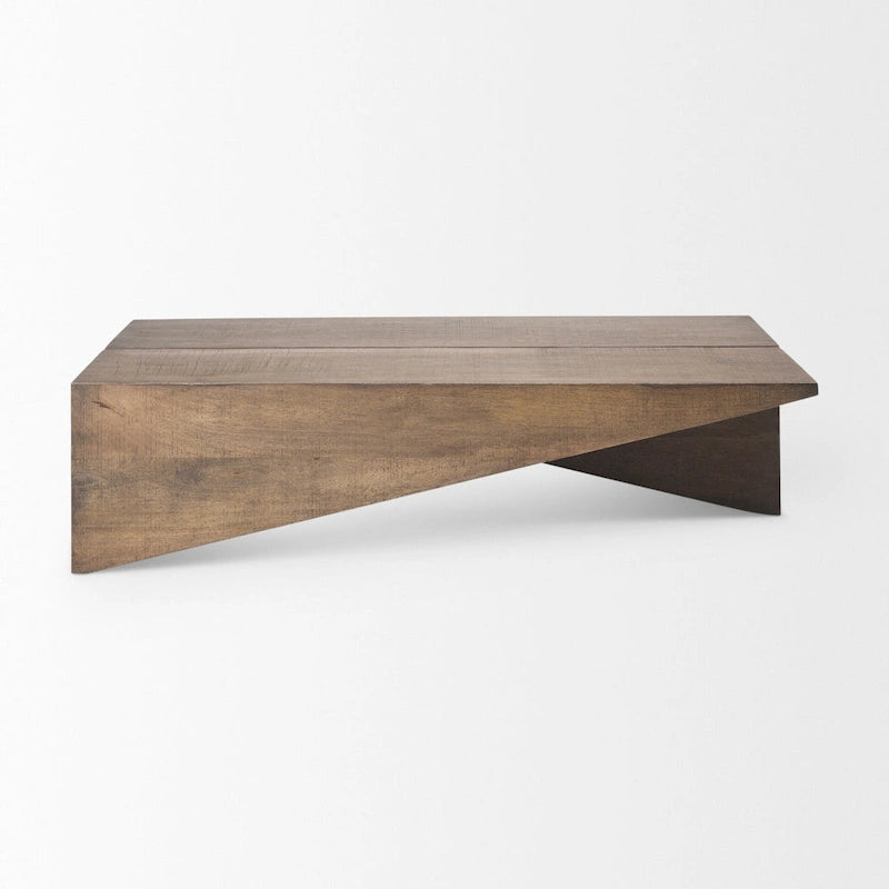 Table basse angulaire en bois massif brun moyen West – 58,5L x 19l x 19H