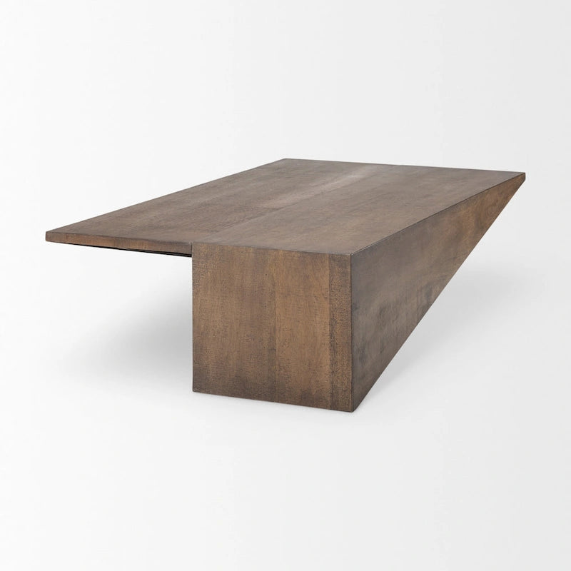 Table basse angulaire en bois massif brun moyen West – 58,5L x 19l x 19H