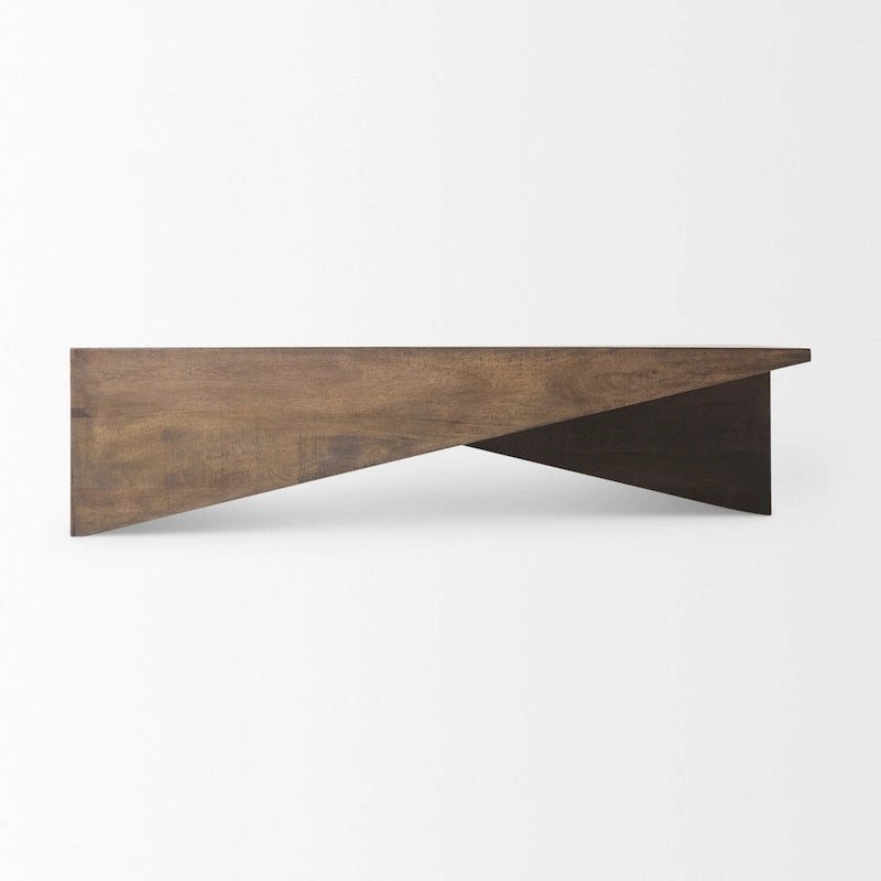 Table basse angulaire en bois massif brun moyen West – 58,5L x 19l x 19H