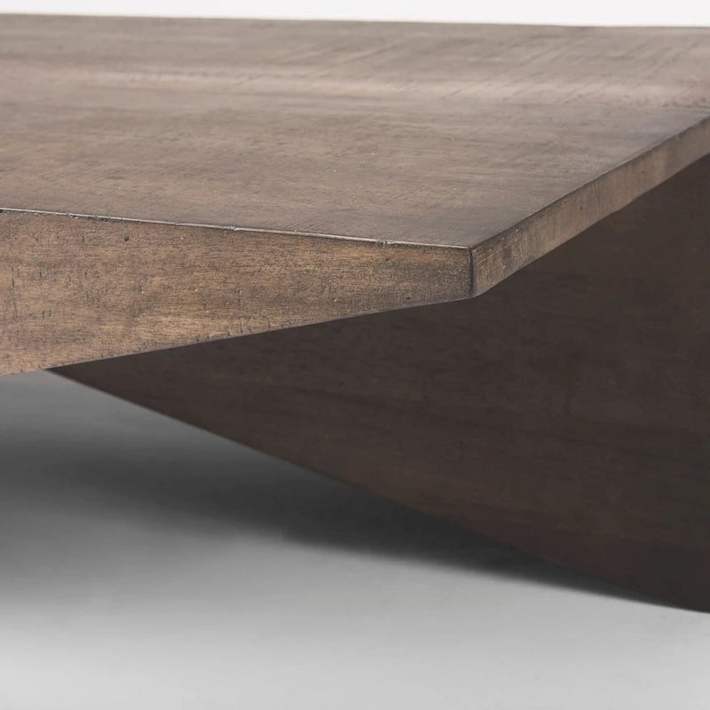 Table basse angulaire en bois massif brun moyen West – 58,5L x 19l x 19H
