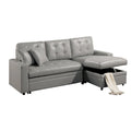 Canapé d'angle modulable en similicuir avec rangement gris clair