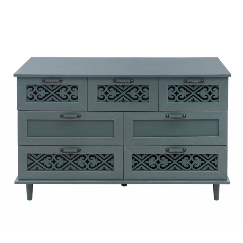 Commode 7 tiroirs, Meuble américain, Convient pour chambre à coucher, salon, bureau