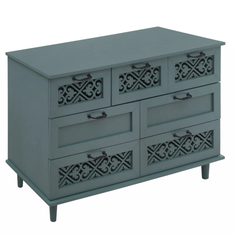 Commode 7 tiroirs, Meuble américain, Convient pour chambre à coucher, salon, bureau