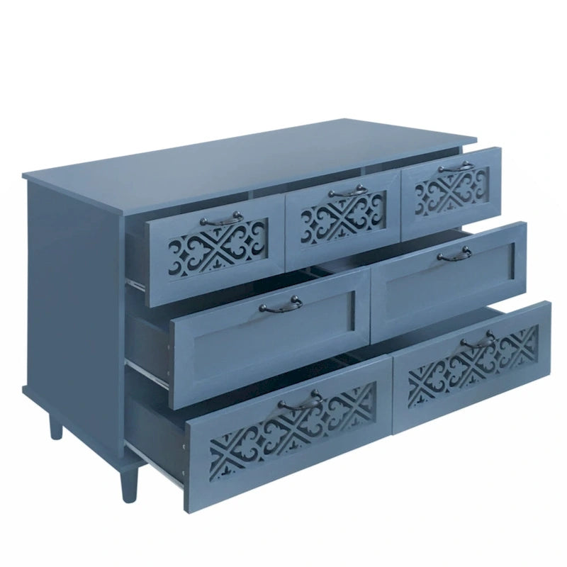 Commode 7 tiroirs, Meuble américain, Convient pour chambre à coucher, salon, bureau