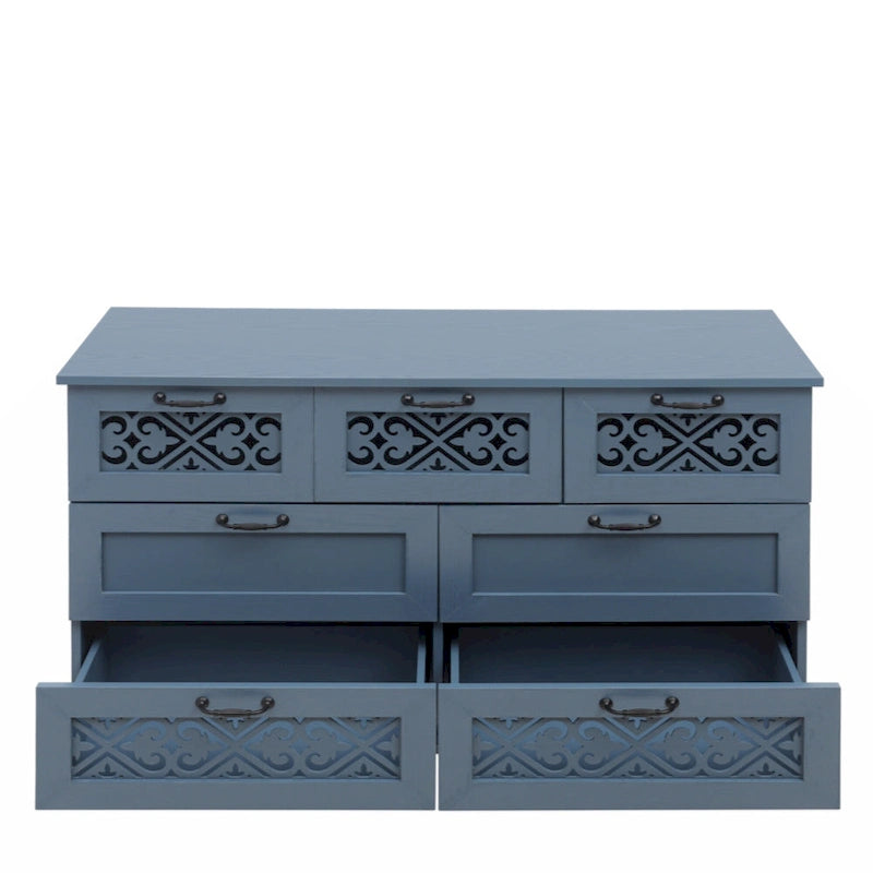 Commode 7 tiroirs, Meuble américain, Convient pour chambre à coucher, salon, bureau