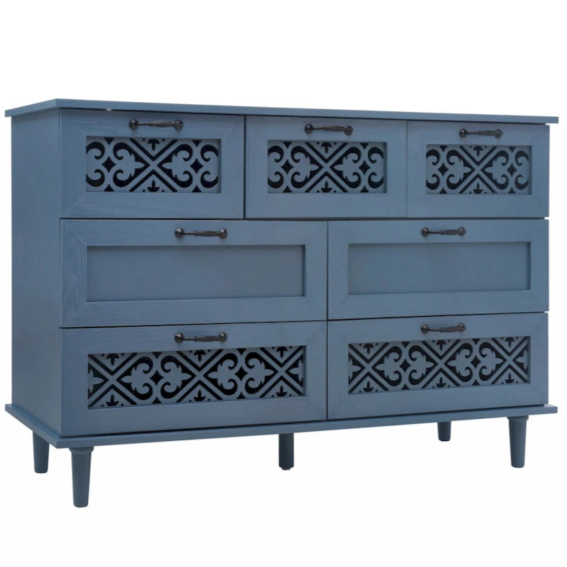 Commode 7 tiroirs, Meuble américain, Convient pour chambre à coucher, salon, bureau