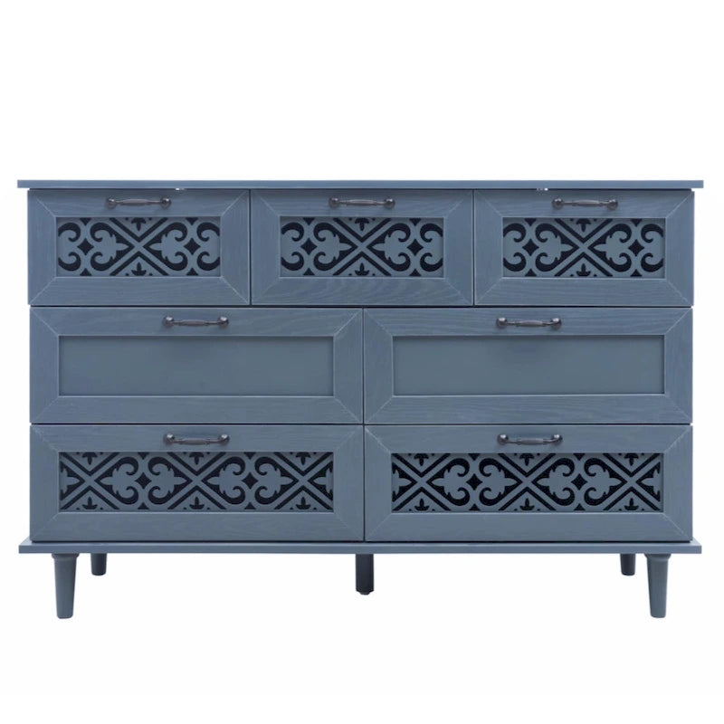 Commode 7 tiroirs, Meuble américain, Convient pour chambre à coucher, salon, bureau