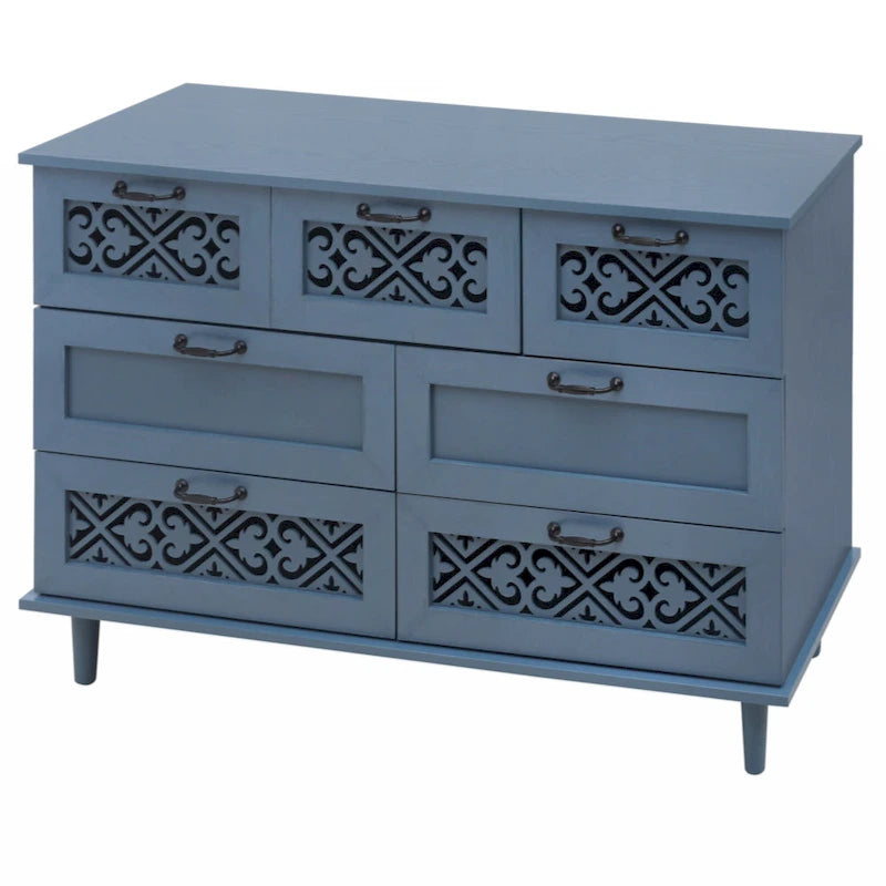 Commode 7 tiroirs, Meuble américain, Convient pour chambre à coucher, salon, bureau