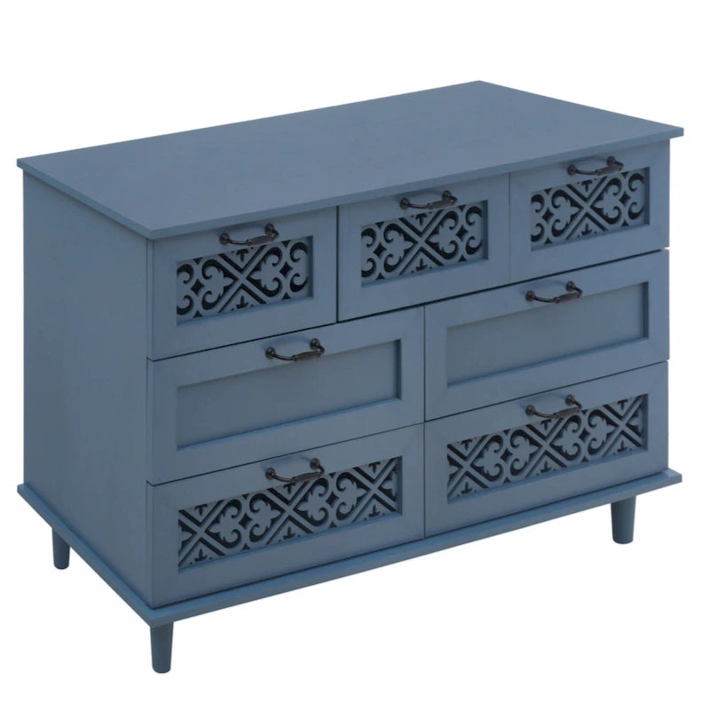 Commode 7 tiroirs, Meuble américain, Convient pour chambre à coucher, salon, bureau