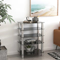 Table d'appoint à 5 niveaux en verre trempé avec cadre en acier inoxydable, table de chevet pour salon, chambre à coucher, noire