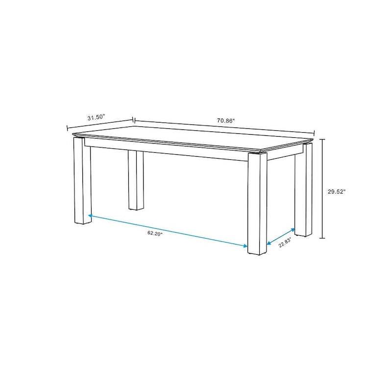 Table à manger Manhattan Comfort Rockaway moderne 70.86 en bois massif