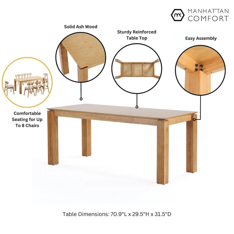 Table à manger Manhattan Comfort Rockaway moderne 70.86 en bois massif