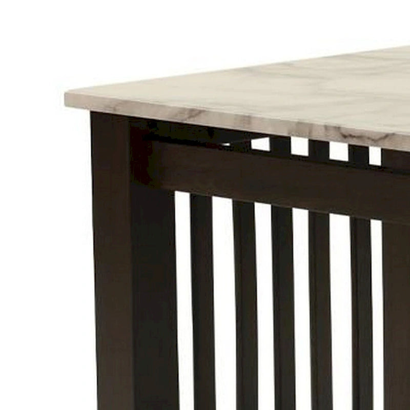 Table d'appoint Moen de 21 po, faux marbre blanc, tablette inférieure, bois noir