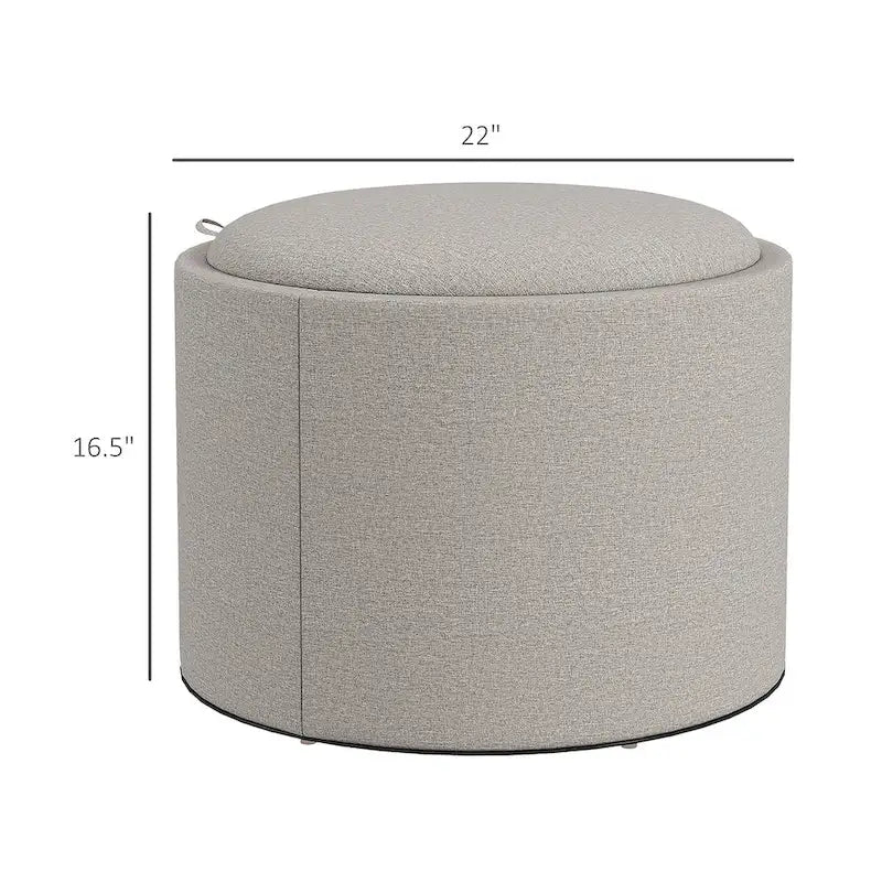 Table basse pouf de rangement ronde avec plateau réversible