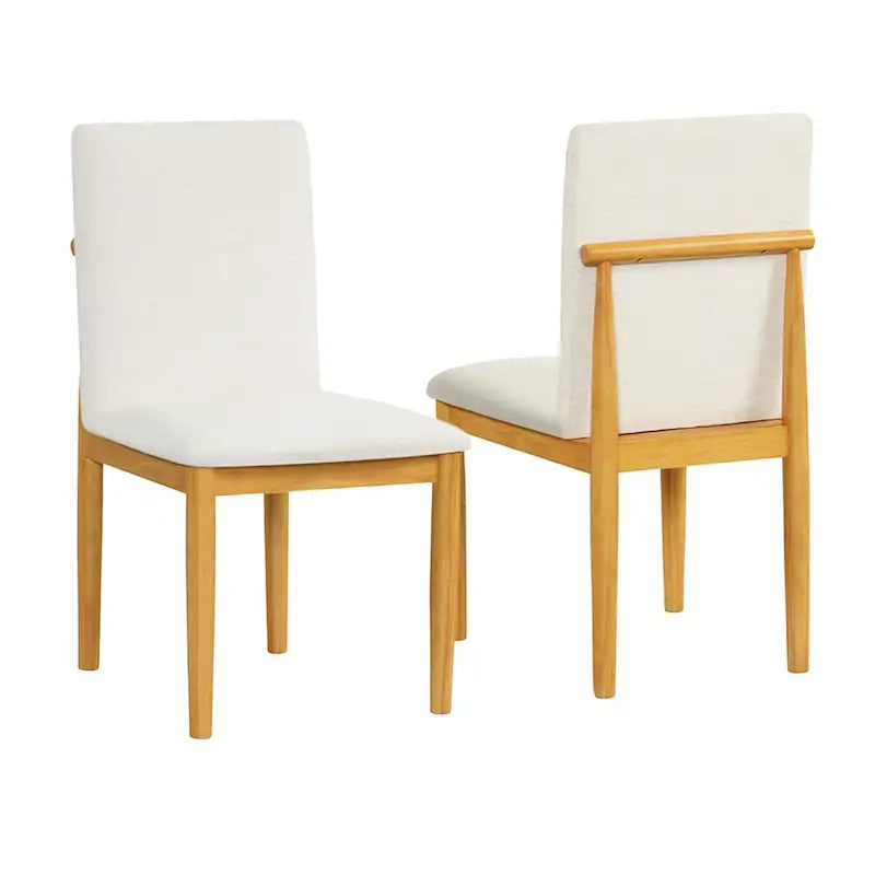 Chaise de salle à manger HomePop Modern capitonnée – Crème tissé texturé (Lot de 2)