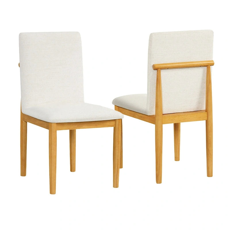 Chaise de salle à manger HomePop Modern capitonnée – Crème tissé texturé (Lot de 2)