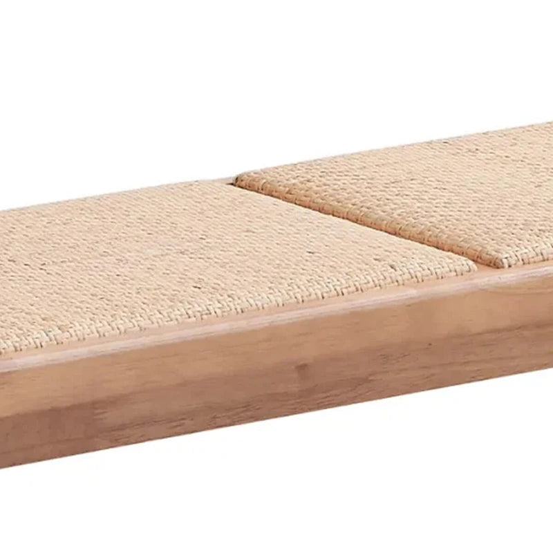 Banc de salle à manger Tina 130 cm, rotin tissé de style transitionnel, bois brun naturel