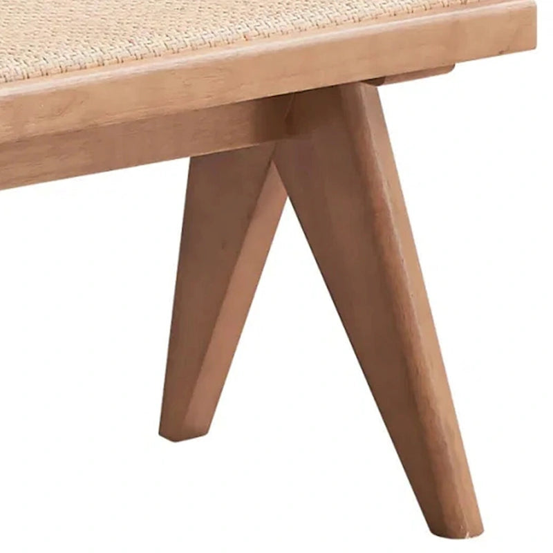 Banc de salle à manger Tina 130 cm, rotin tissé de style transitionnel, bois brun naturel