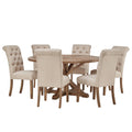 Ensemble de salle à manger 7 pièces Benchwright Rustic avec table ronde à piédestal en X et dossier roulé par iNSPIRE Q Artisan