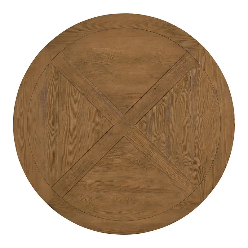 Ensemble de salle à manger 7 pièces Benchwright Rustic avec table ronde à piédestal en X et dossier roulé par iNSPIRE Q Artisan