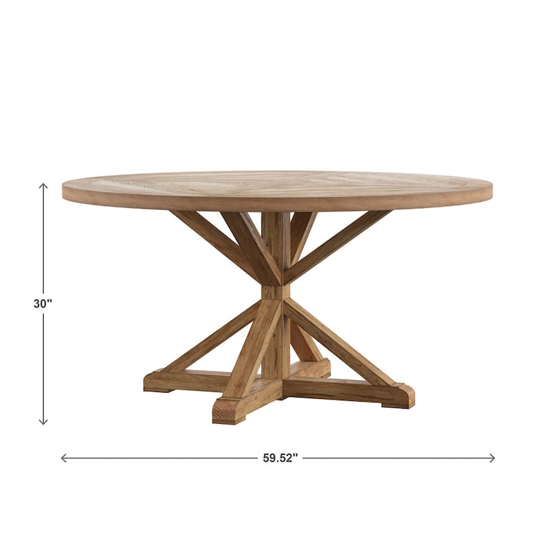 Ensemble de salle à manger 7 pièces Benchwright Rustic avec table ronde à piédestal en X et dossier roulé par iNSPIRE Q Artisan
