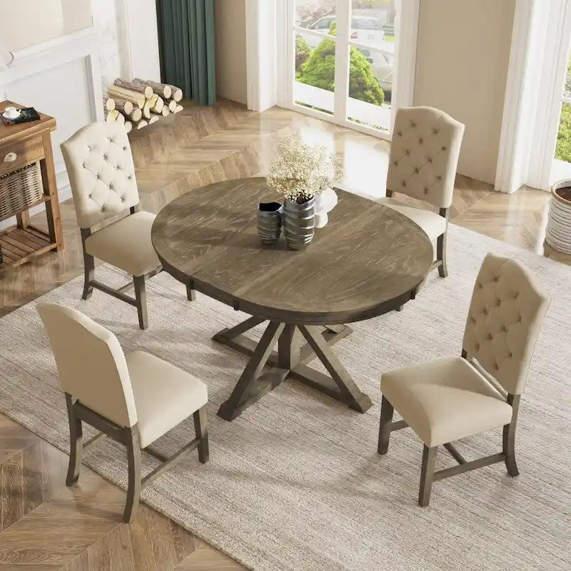 Ensemble de salle à manger 6 pièces avec table extensible et 4 chaises
