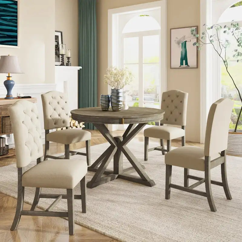Ensemble de salle à manger 6 pièces avec table extensible et 4 chaises