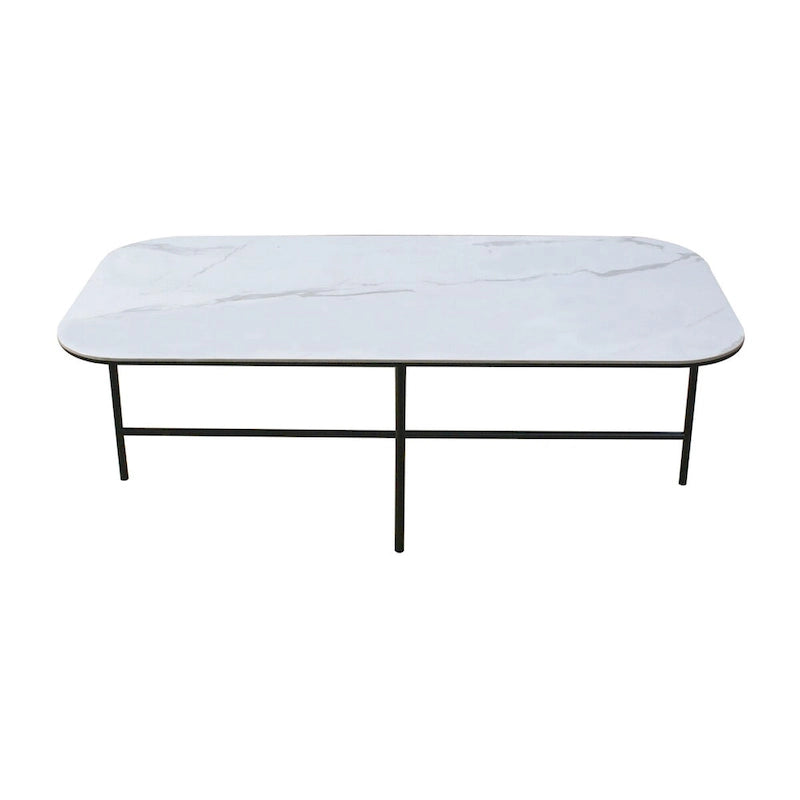 Ensemble de 3 tables basses Lotus avec plateau en céramique blanche - 15,75*47*23 pouces