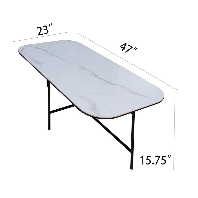 Ensemble de 3 tables basses Lotus avec plateau en céramique blanche - 15,75*47*23 pouces