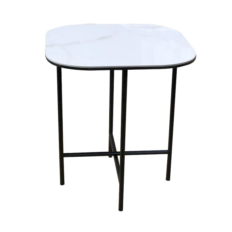 Ensemble de 3 tables basses Lotus avec plateau en céramique blanche - 15,75*47*23 pouces