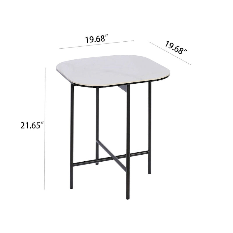 Ensemble de 3 tables basses Lotus avec plateau en céramique blanche - 15,75*47*23 pouces