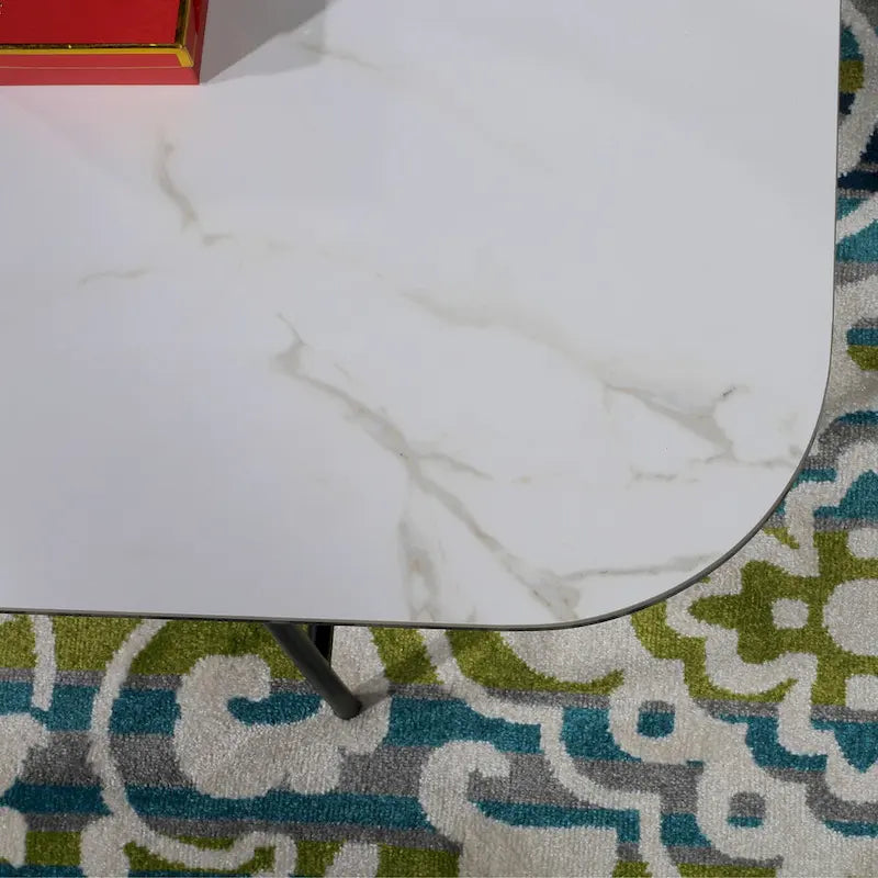 Ensemble de 3 tables basses Lotus avec plateau en céramique blanche - 15,75*47*23 pouces